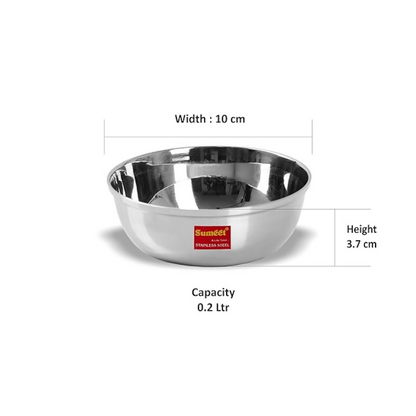 Sumeet Stainless Steel Heavy Gauge Bowl Set/Wati Set With Mirror Finish