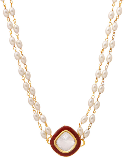 Ruby Raang Red Kundan & Pearl Choker
