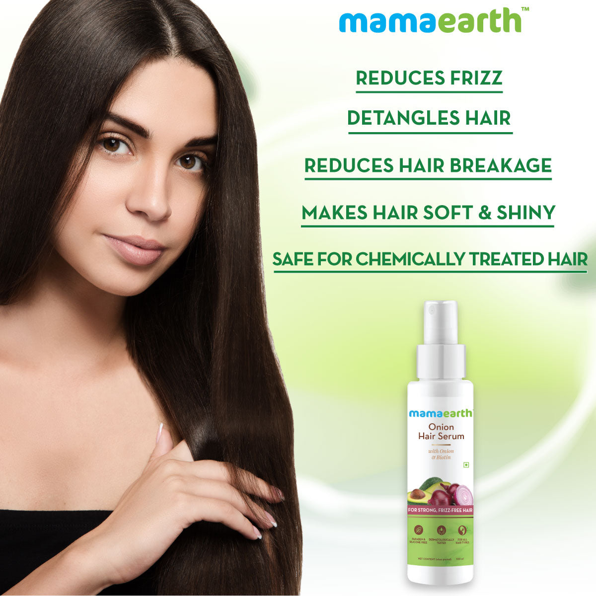 Mamaearth Onion Hair Serum with Onion and Biotin for Strong, Frizz-Free Hair - 100 ml