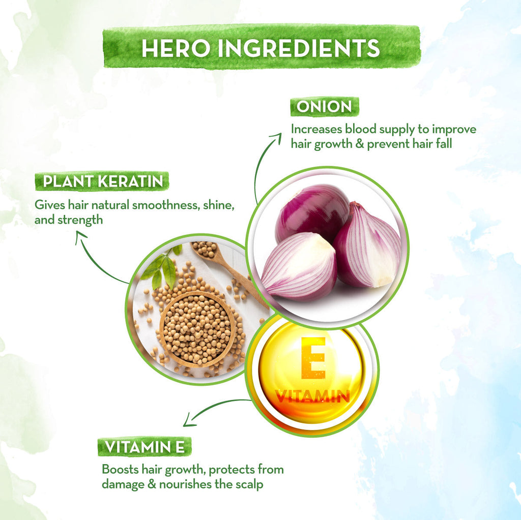 Onion Shampoo with Onion and Plant Keratin for Hair Fall Control