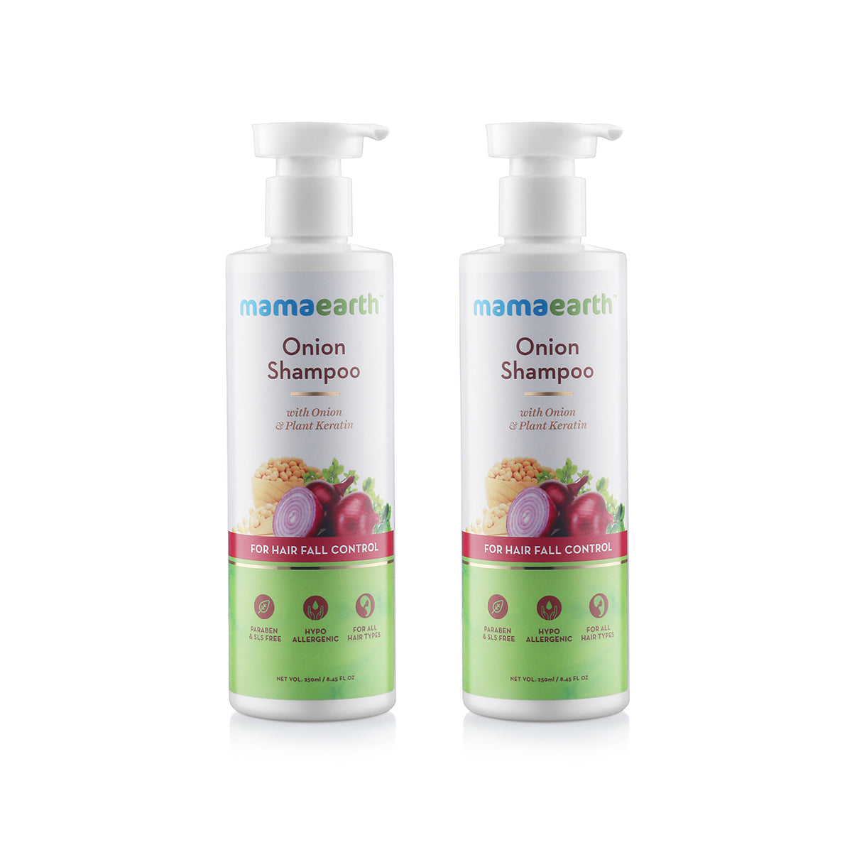 Mamaearth Onion Shampoo for Hair Growth and Hair Fall Control - Pack Of 2