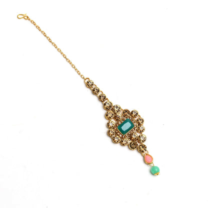 Mominos Fashion Johar Kamal Gold-Polished Rajwadi Design Heavy Multi Color Necklace Set For Women