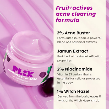 PLIX The Plant Fix Jamun Active Acne Regime - Cleanser, Acne Mark Serum, Moisturizer & Body Wash For Women & Men