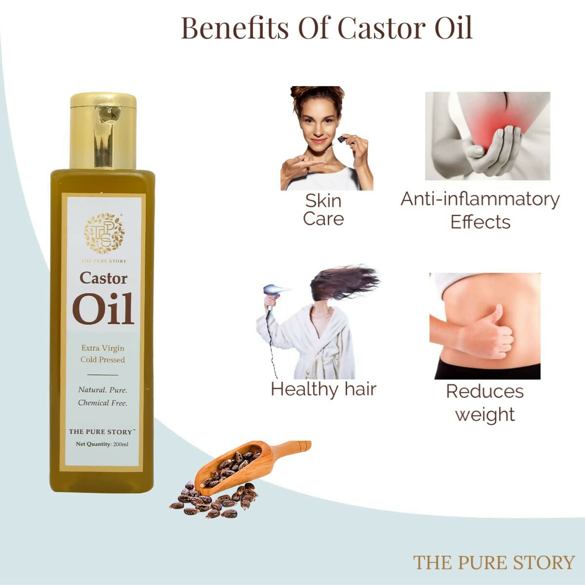 The Pure Story Natural Cold Pressed Castor Hair Oil