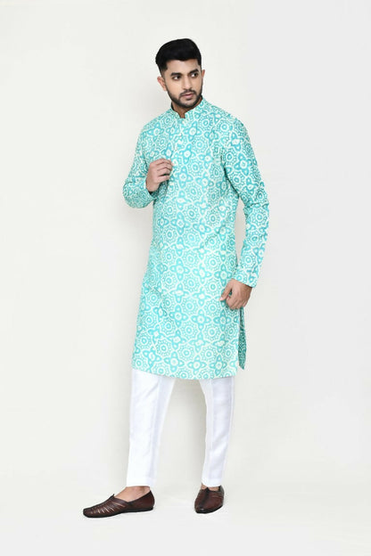 Joban Fashion Blue Colored Rayon Fabric Kurta With Straight Fit Pant