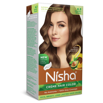 Nisha Creme Hair Color for Women - Golden Brown