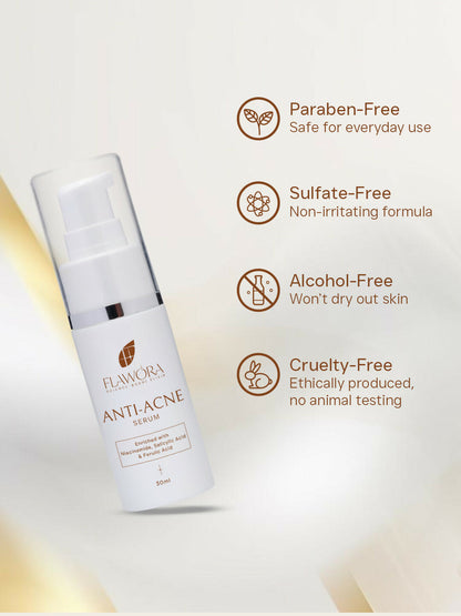 Flawora Set of Anti-Grey Hair Serum, Anti Acne Serum and Golden Glow Face Serum