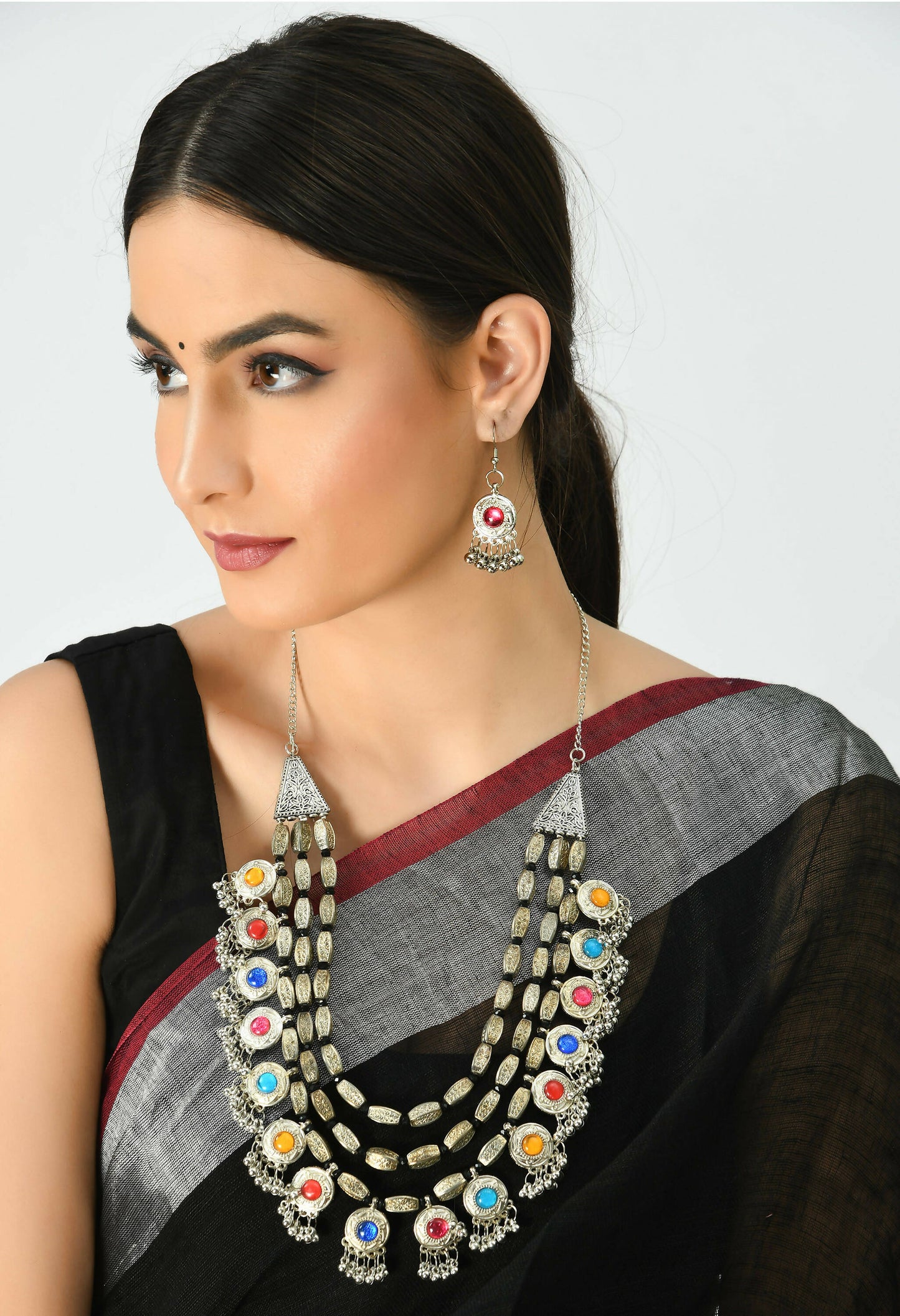 Mominos Fashion Johar Kamal Handicraft Finish Kundan Work Long Necklace For Women (Multi)