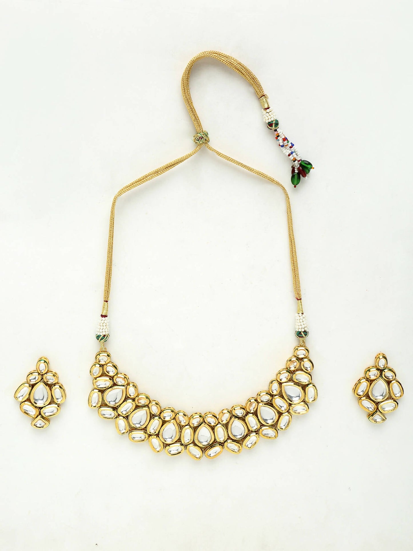 Kundan Choker With Earrings - Ruby Raang