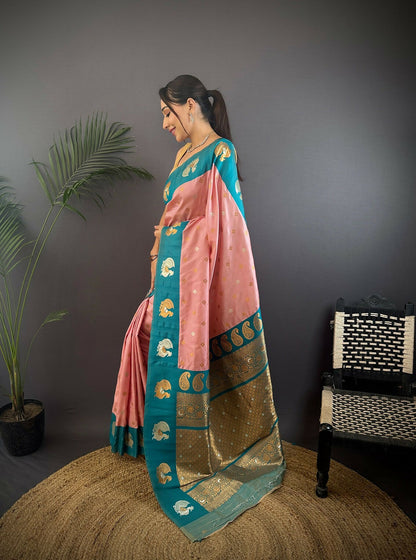 Joban Fashion Teal Butti Banarasi Silk Sarees