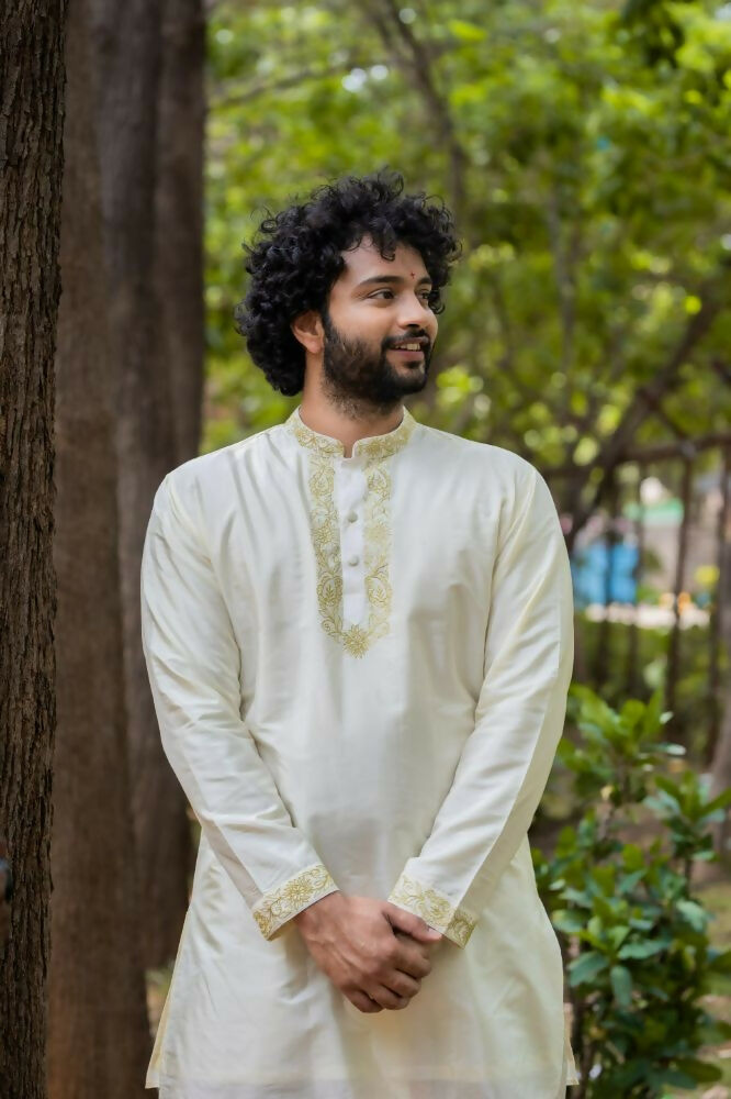 Machine Embroidered Pattu Set by Hilo Design