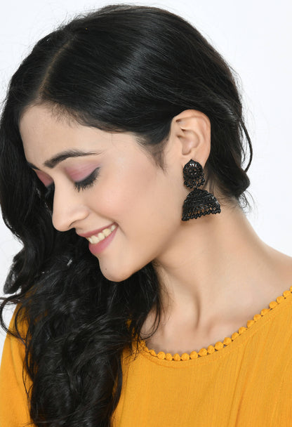 Mominos Fashion Johar Kamal Latest Design Black Color Jhumkas