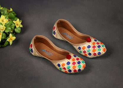 Tiny Bugs Girls Ethnic Floral Embroidered Juttis - Multi