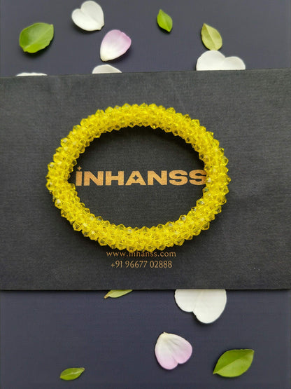 Inhanns Unisex Crystal Bloom – Adjustable Crystal Bead Bracelets - Lemon Yellow