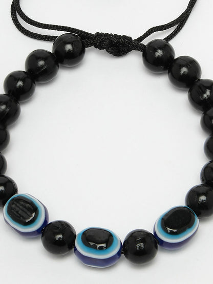 NVR Women & Men Black Evil Eye Rakhi With Roli Chawal