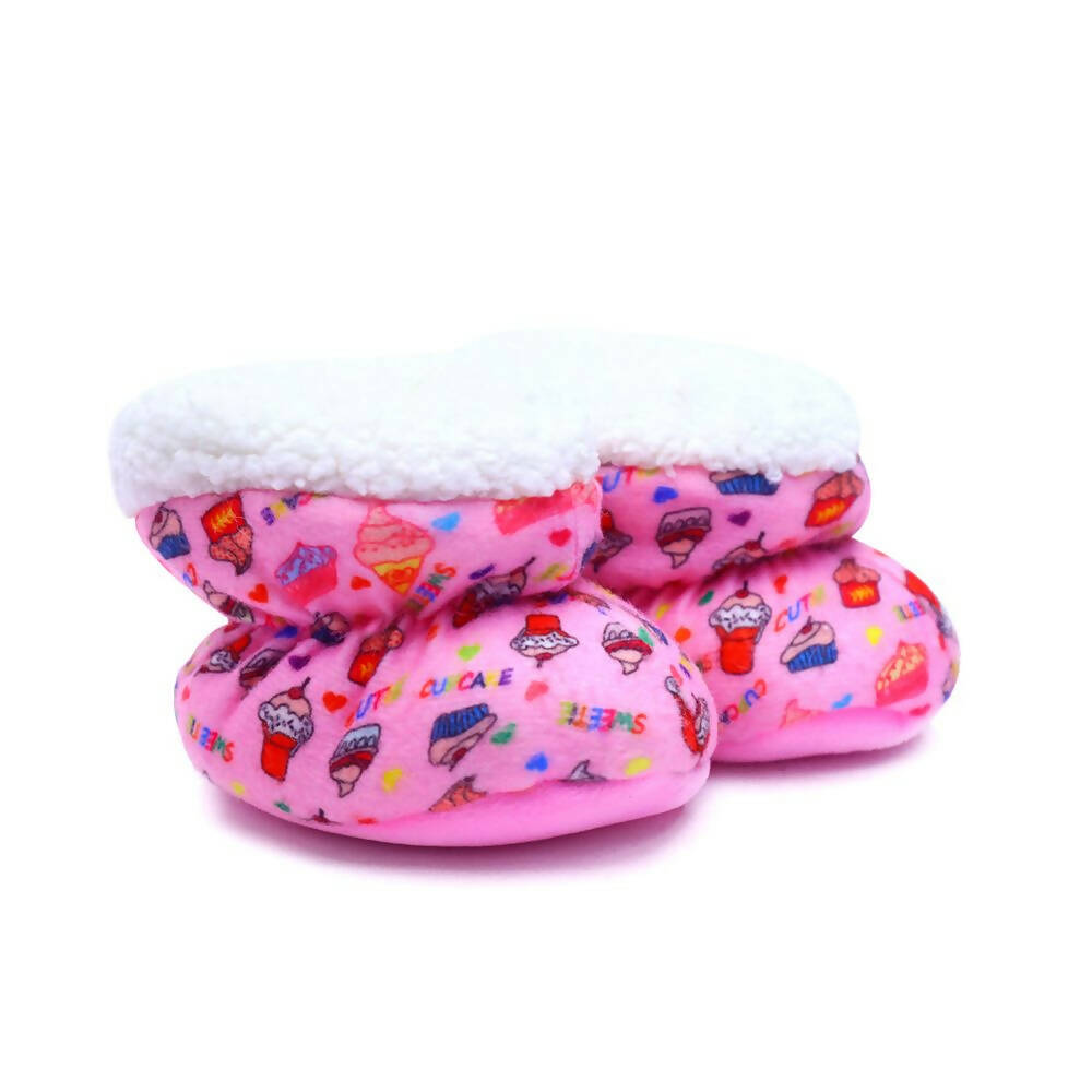 Tiny Bugs Unisex Printed Winter Booties - Pink