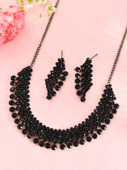 VOJ Women Black Color stainless steel Jewellery Set