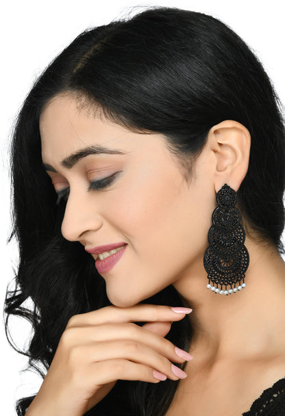Mominos Fashion Johar Kamal Women's Latest Design Black Color Earrings
