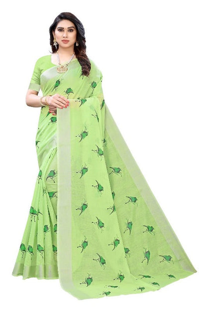 Vamika Parrot Green Chanderi Designer Saree (SERIN PARROT GREEN)