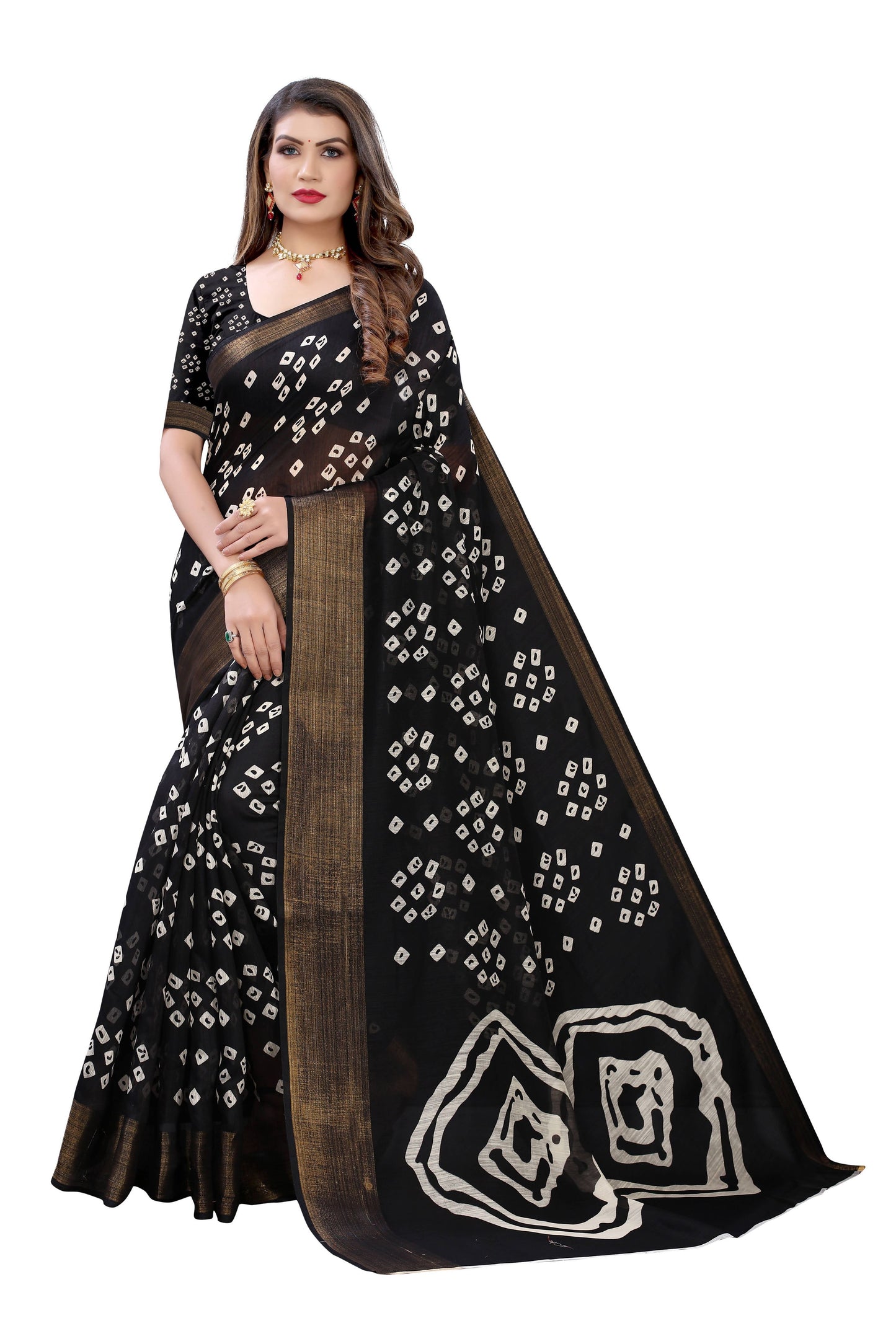 Vamika Black Linen Jari Border Saree (RADHIKA BLACK)