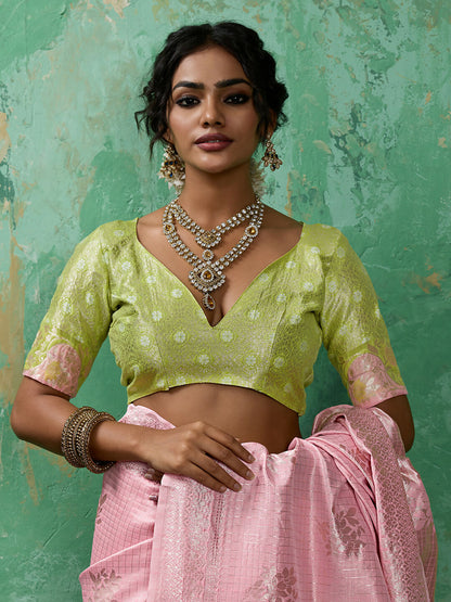 Shree Shyam Fashion Pink Linen Cotton Saree