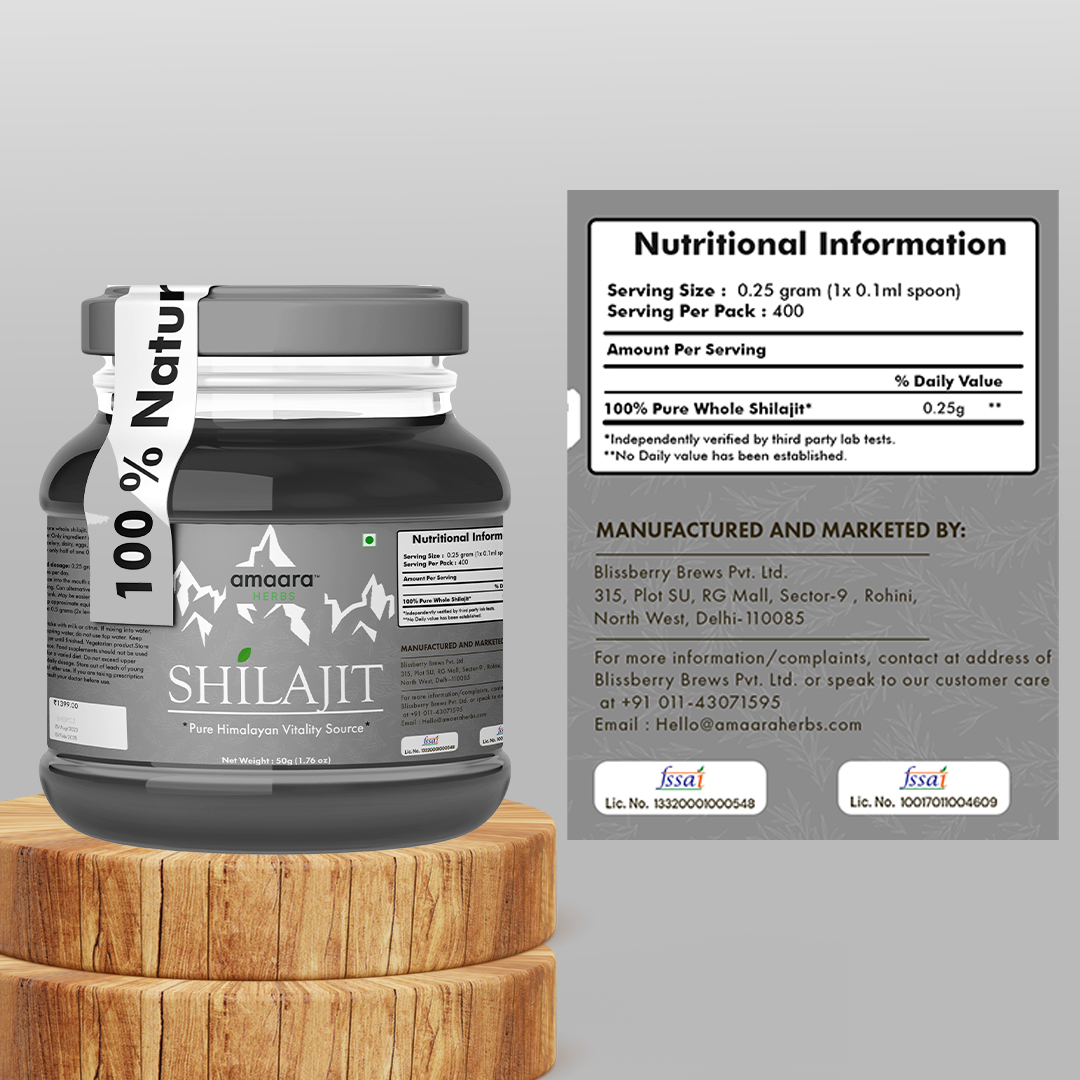 Amaara herbs Himalayan Shilajit Resin with Ashwagandha- 20 gms