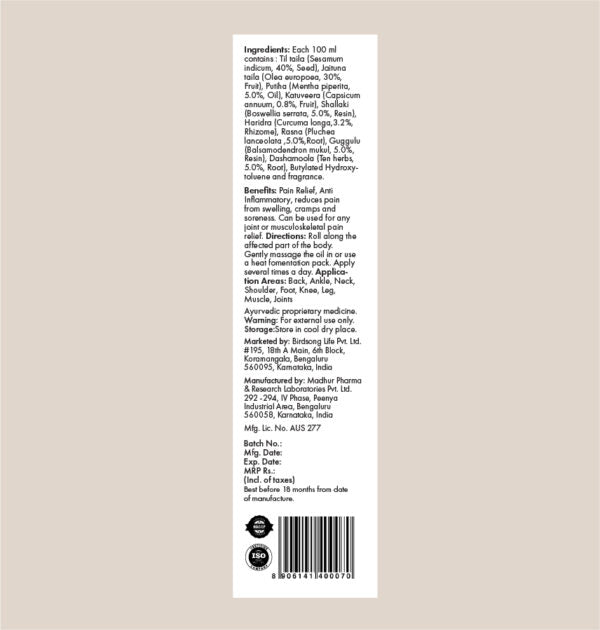 Birdsong Pain Relief Oil