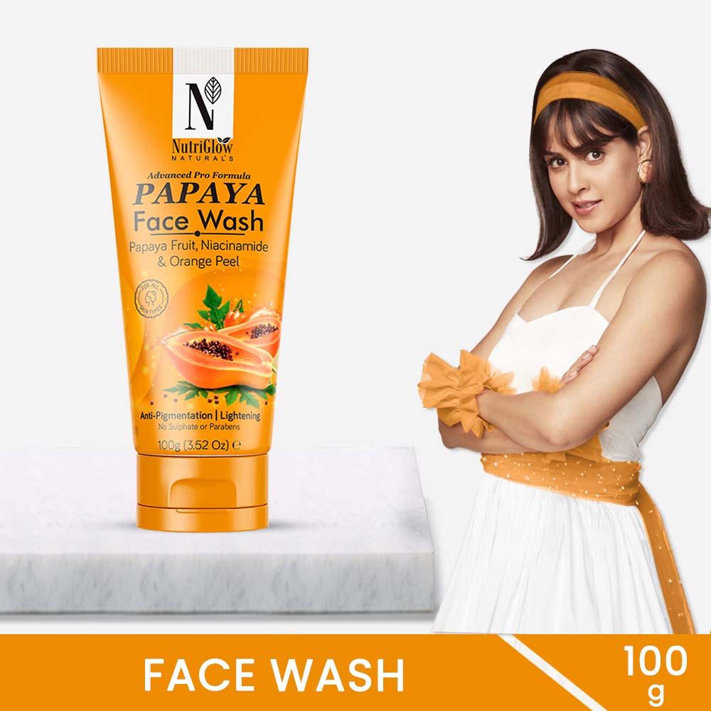 NutriGlow NATURAL'S Advanced Pro Formula Papaya for Skin Brightening & Tan Removal Face Wash - 100 gms