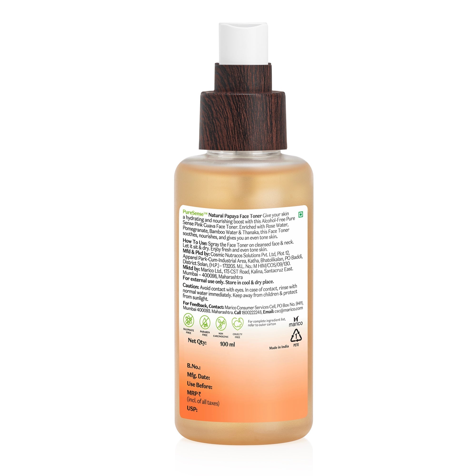 Puresense Natural Papaya Face Toner - 100 ml