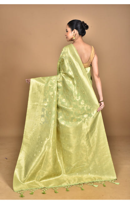 Morchari Banarasi Silk Chanderi Saree-Green