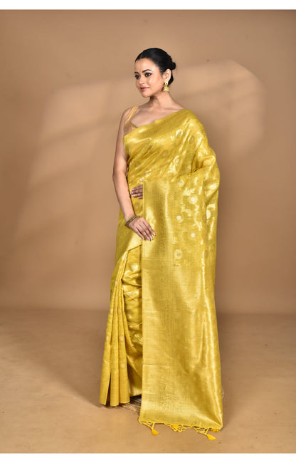 Morchari Banarasi Silk Chanderi Saree-Yellow