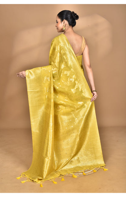 Morchari Banarasi Silk Chanderi Saree-Yellow