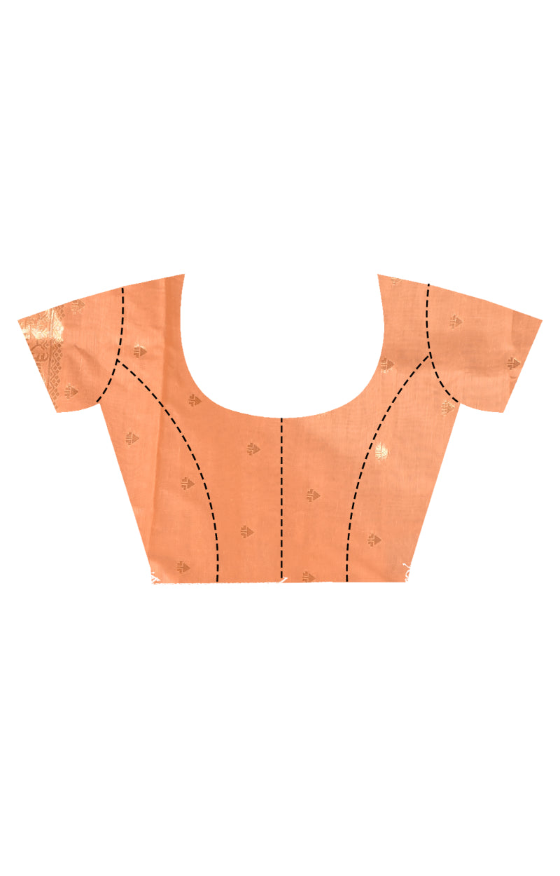 Morchari Banarasi Silk Chanderi Saree-Peach