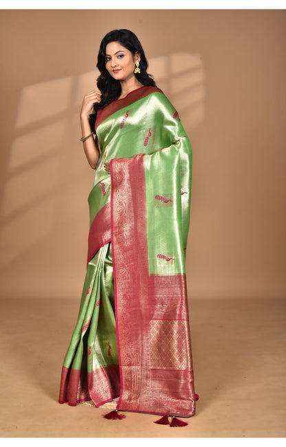 Morchari Women Desgin Banarasi Silk Saree-Green