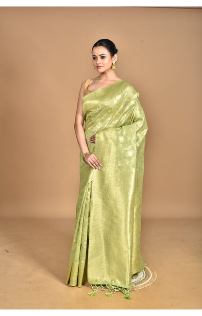 Morchari Banarasi Silk Chanderi Saree-Green