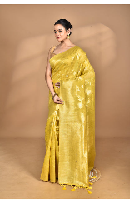 Morchari Banarasi Silk Chanderi Saree-Yellow