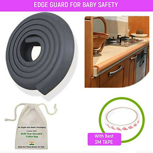 Safe-O-Kid Unique High Density 2 Mtr Long U - Shaped 4 Edge Guard Strips - Black