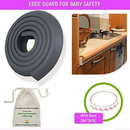 Safe-O-Kid Unique High Density 2 Mtr Long U - Shaped 4 Edge Guard Strips - Black