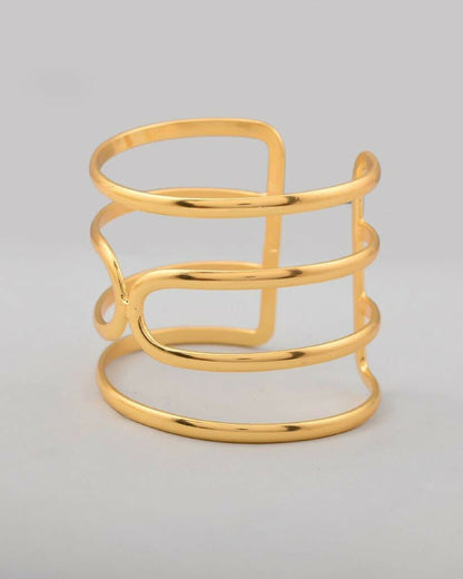 VOJ Gold-Polished multi Layer Kada Bracelet