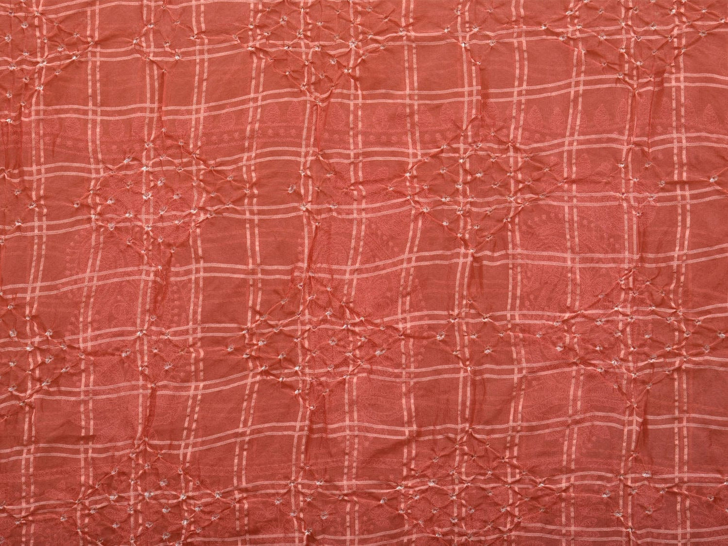 Peach Bandhani Silk Handloom Dupatta with Mango and Border Design - Global Threads