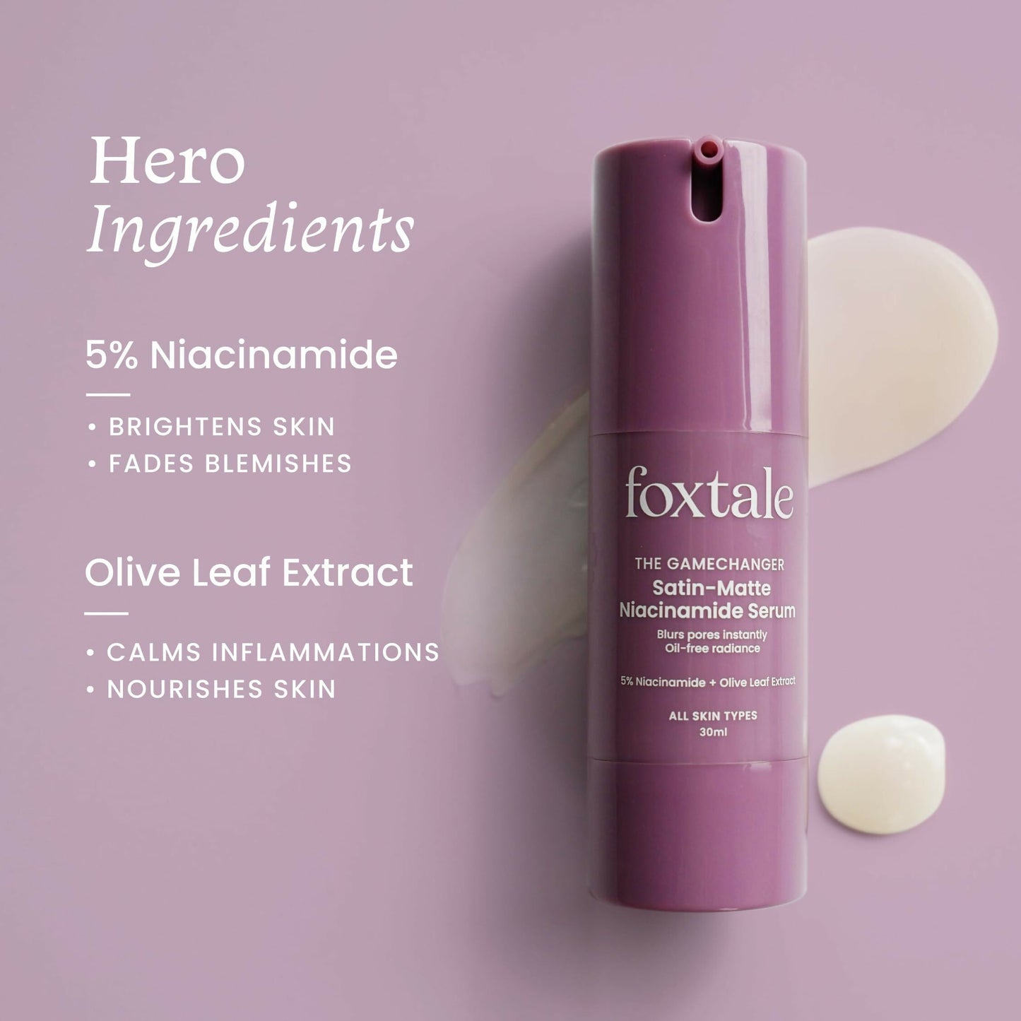 Foxtale 5% Niacinamide Face Serum - Fades Blemishes & Acne Marks, Reduce Dark Spots, Controls Oil and Brightens Skin