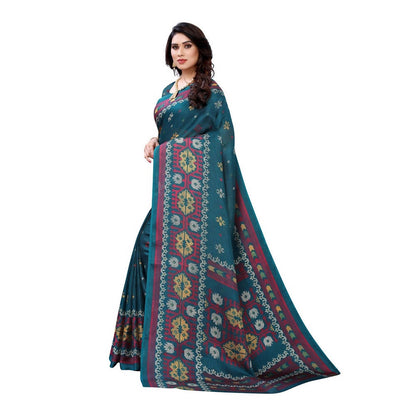 Vamika Printed Jute Silk Green Saree (Namita Green)
