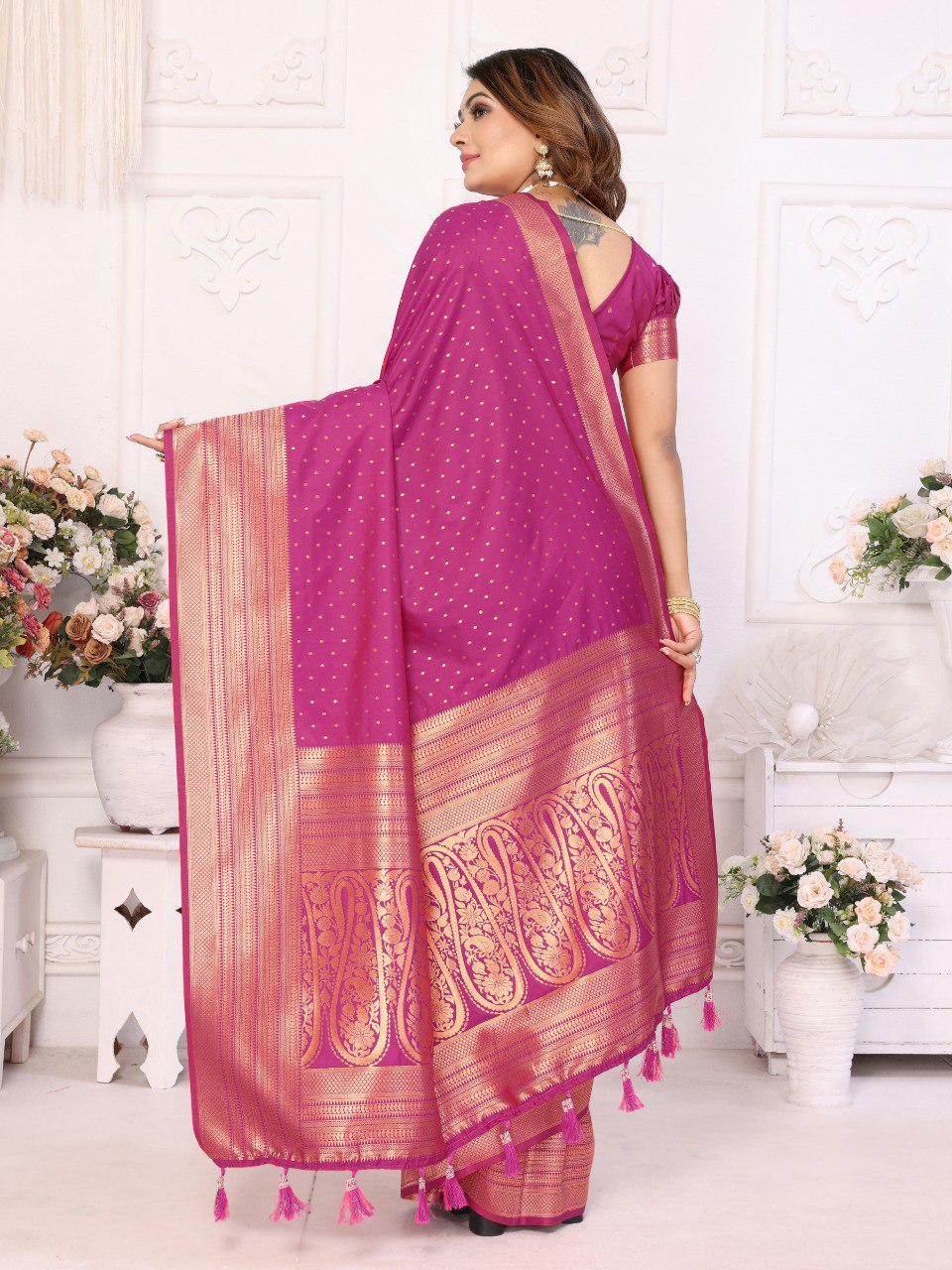 Anaita Purple Silk With Zari Weaving Saree With Blouse