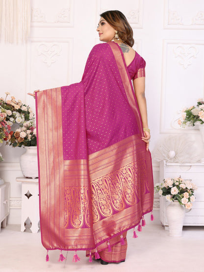 Anaita Purple Silk With Zari Weaving Saree With Blouse