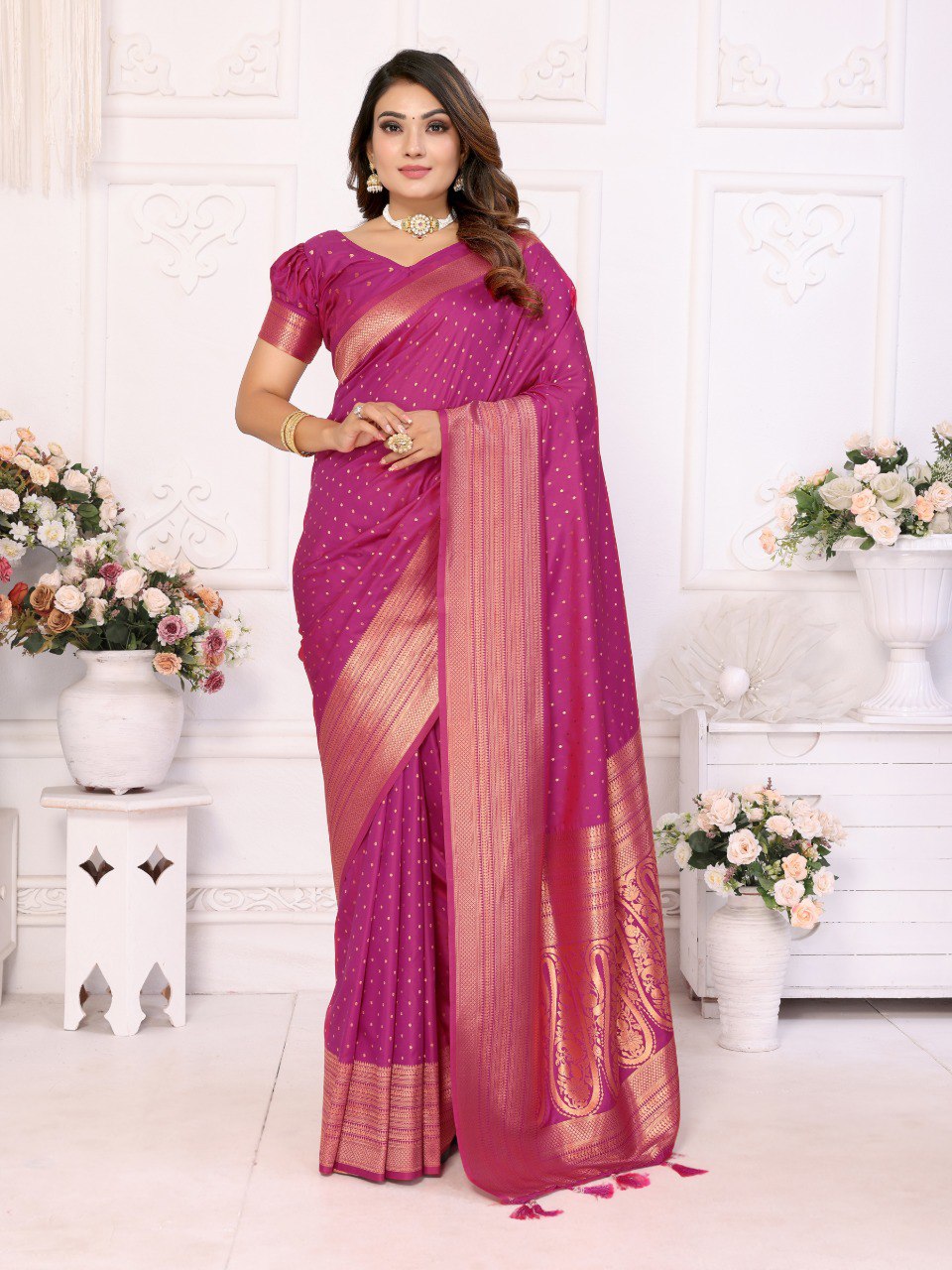Anaita Purple Silk With Zari Weaving Saree With Blouse