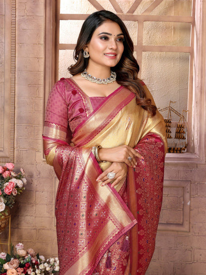 Anaita Cream Tissue Silk With Weaving Saree With Blouse