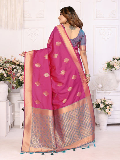 Anaita Rani Pink Silk Weaving Saree With Blouse