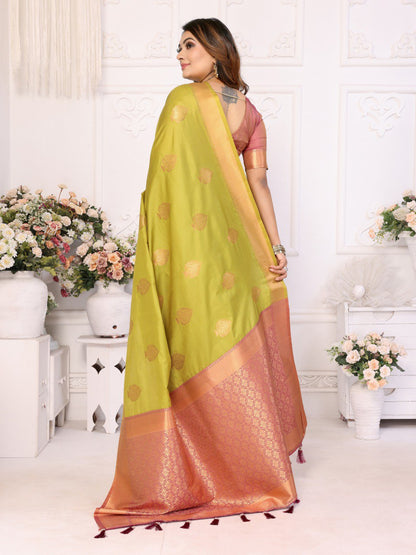 Anaita Light Green Weaving Saree With Blouse