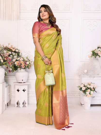 Anaita Light Green Weaving Saree With Blouse