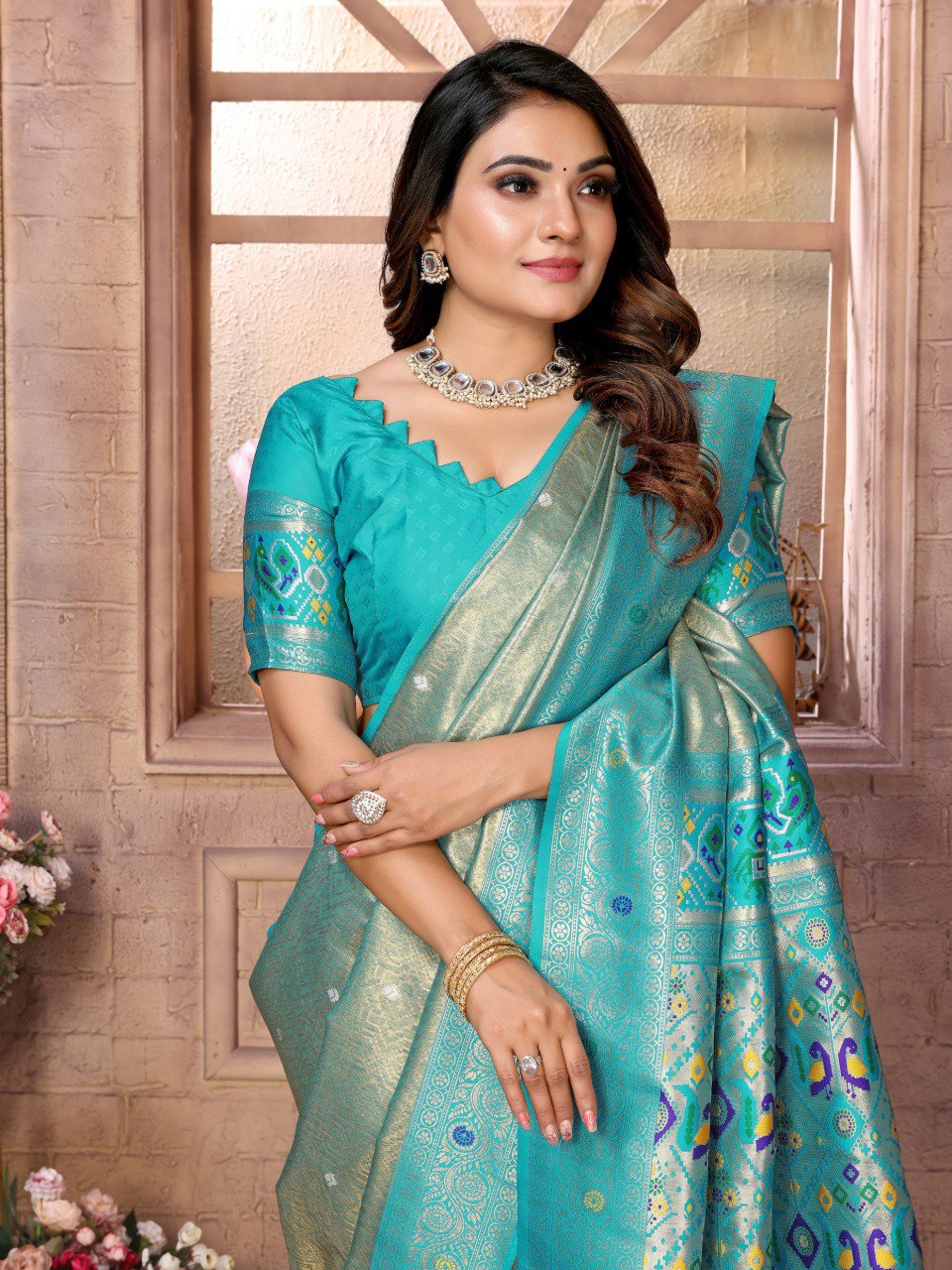 Anaita Blue Tissue Silk With Weaving Saree With Blouse